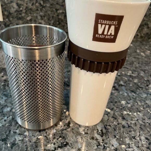 (2) StarBucks 2010 Collectible Coffee Ceramic & Metal Travel Tumblers Mug - Picture 2 of 8